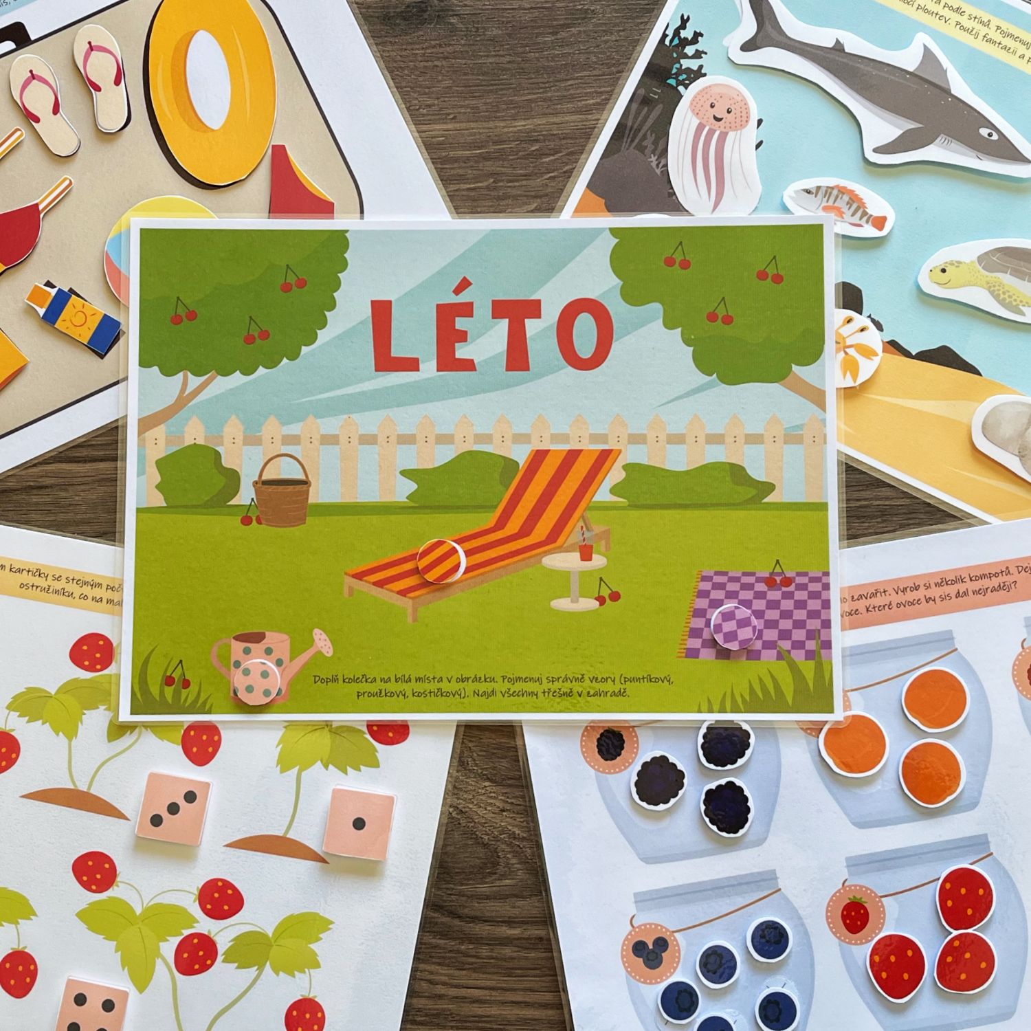 Léto, aktivity na suchý zip PDF